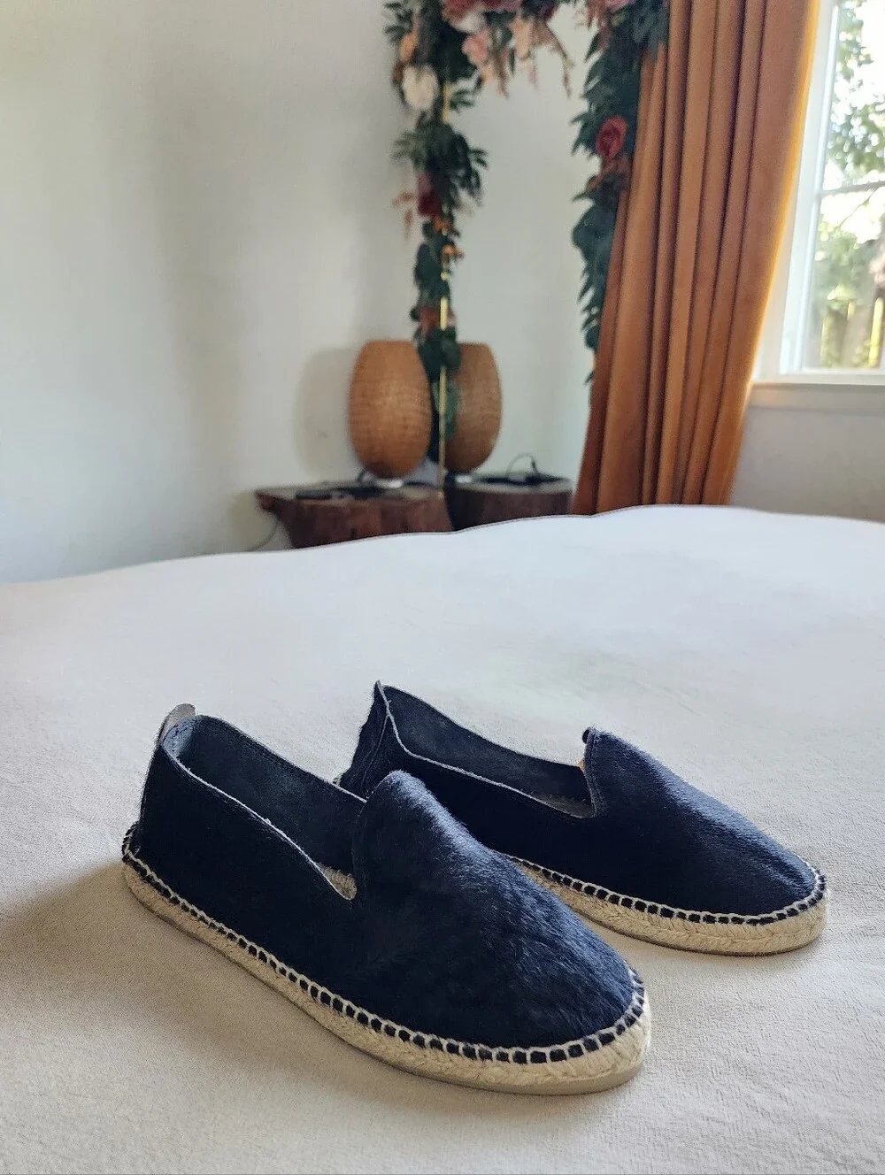 Manebí Calf Hair Black Leather Espadrilles $225